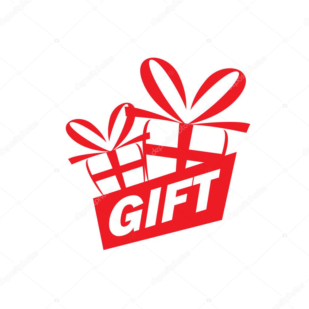 Abstract vector logo box with gifts. Design element
