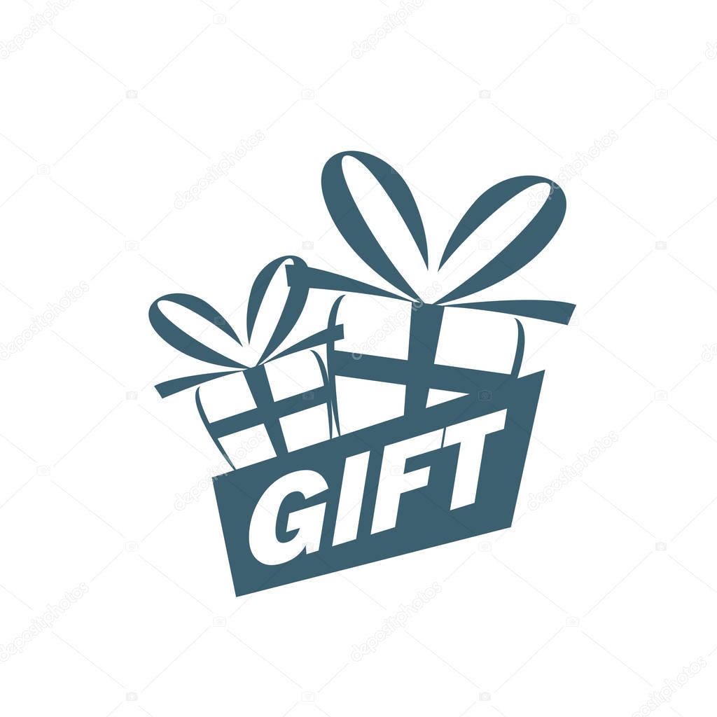 Abstract vector logo box with gifts. Design element