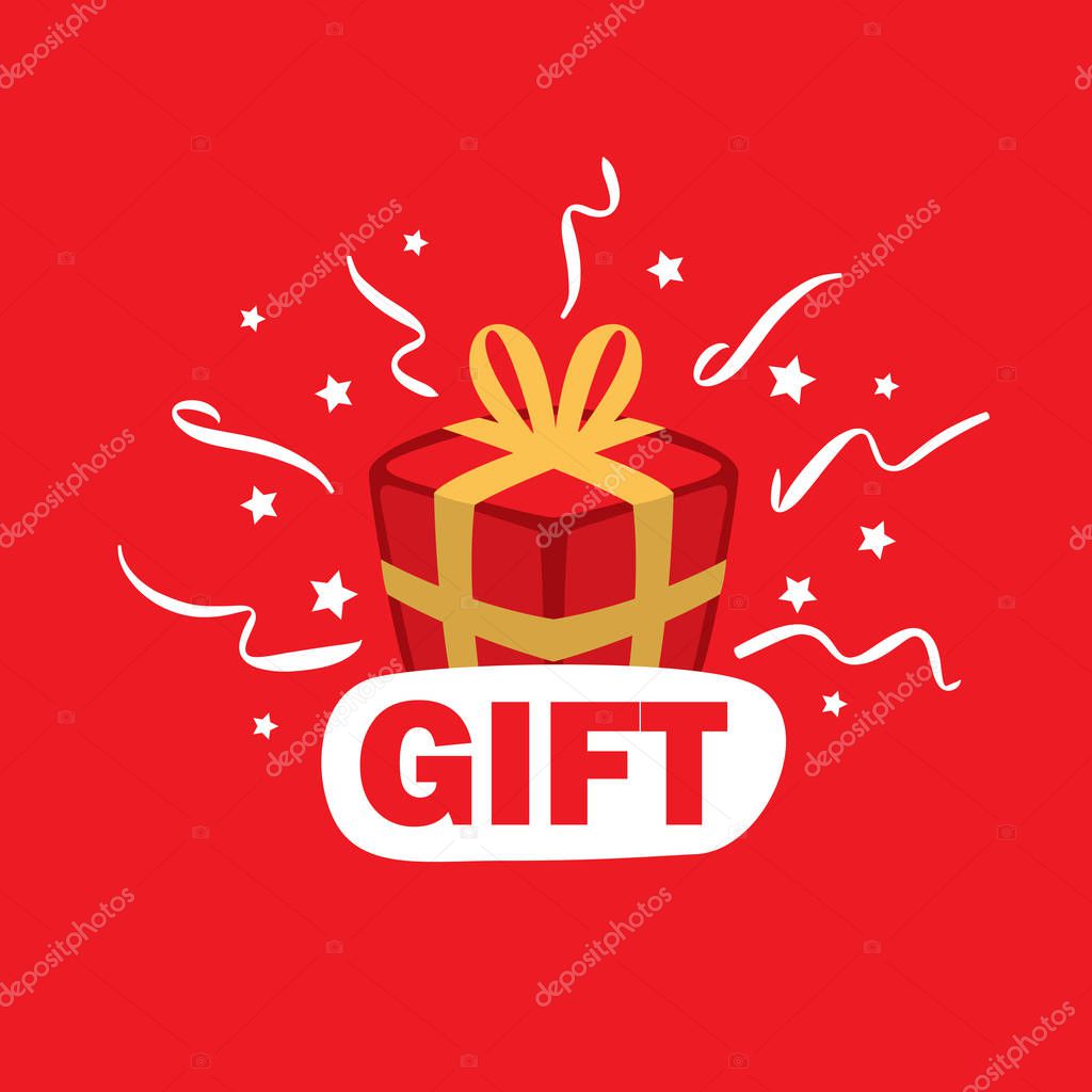 Abstract vector logo box with gifts. Design element