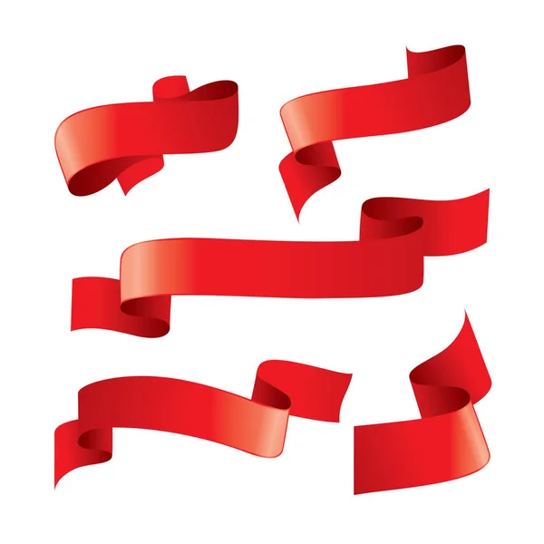 Conjunto de cintas vectoriales rojas — Archivo Imágenes Vectoriales