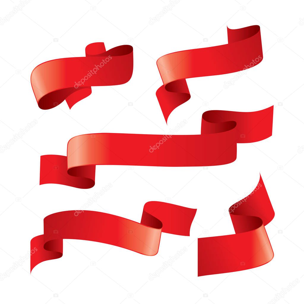 Set of red vector ribbons