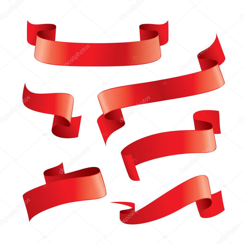 Set of red vector ribbons