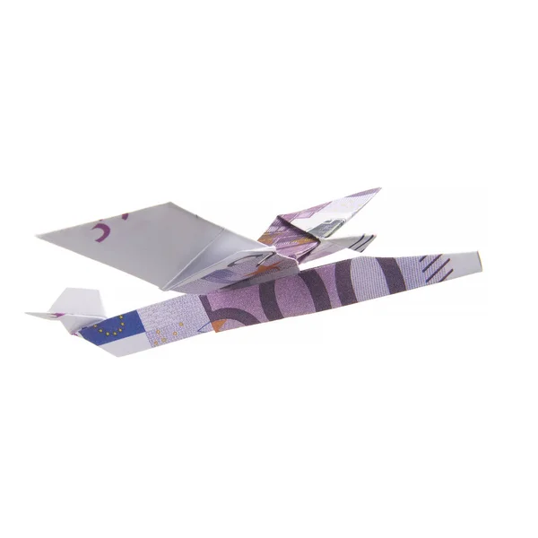 Origami samolot z banknotów — Zdjęcie stockowe