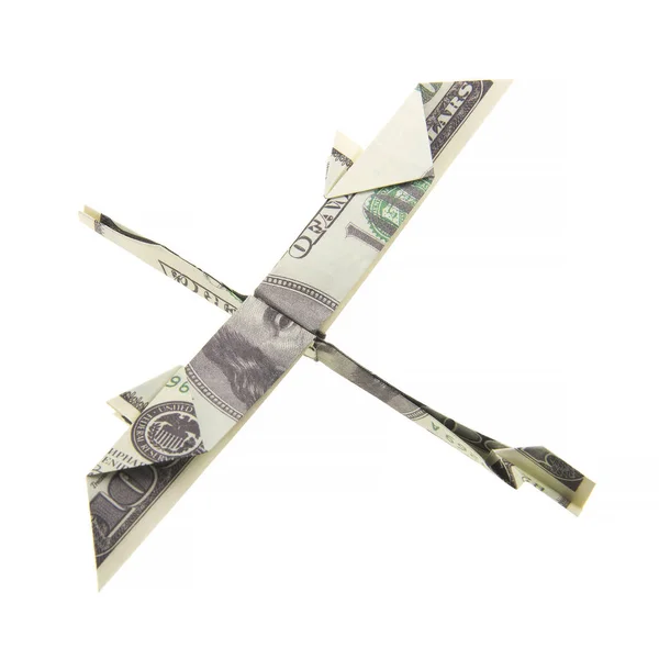 Avión de origami de billetes — Foto de Stock