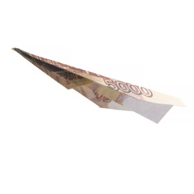 Origami uçak banknotlar üzerinden