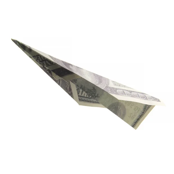 Origami-Flugzeug aus Banknoten — Stockfoto