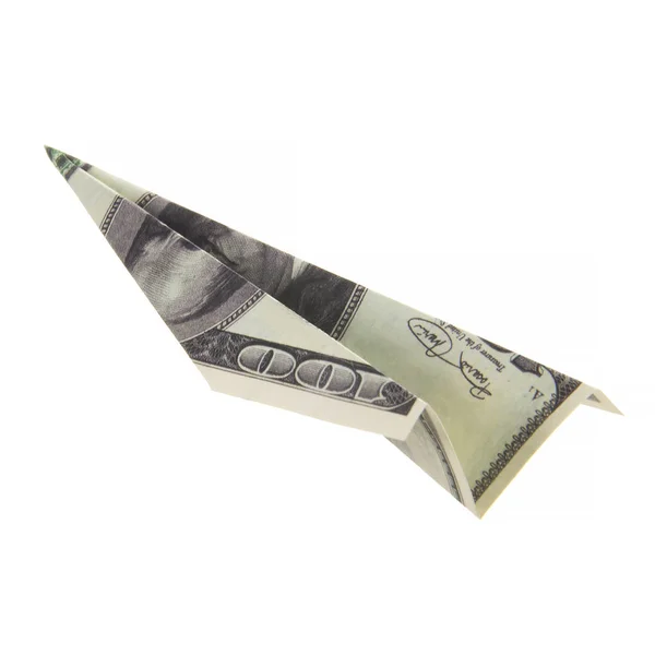 Origami airplane from banknotes — Stock Photo, Image