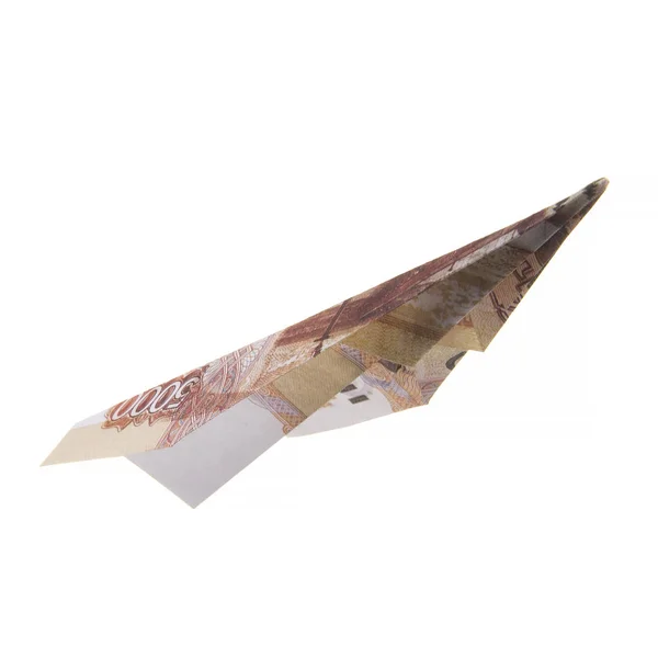 Origami vliegtuig uit bankbiljetten — Stockfoto