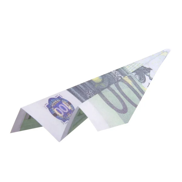 Origami uçak banknotlar üzerinden — Stok fotoğraf