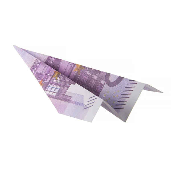 Origami airplane from banknotes — Stock Photo, Image