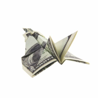 Origami uçak banknotlar üzerinden