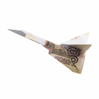 Origami uçak banknotlar üzerinden