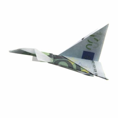 origami airplane from banknotes clipart