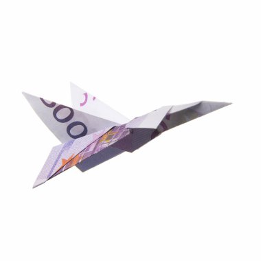 origami airplane from banknotes clipart