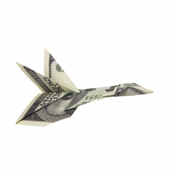 Avión de origami de billetes — Foto de Stock