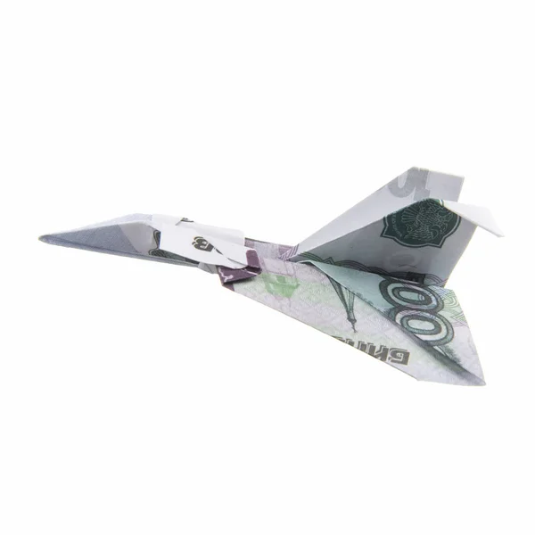 Орігамі літак з банкнот — стокове фото