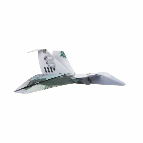 Origami αεροπλάνο από τραπεζογραμμάτια — Φωτογραφία Αρχείου