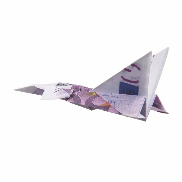 Avión de origami de billetes — Foto de Stock