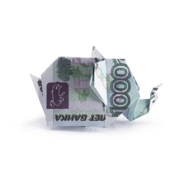 Origami fil banknot üzerinden