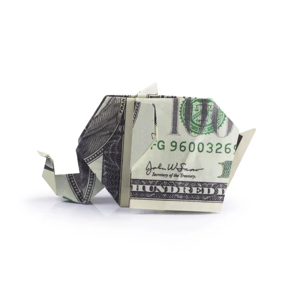 Origami elephant from banknotes — Stock Photo, Image