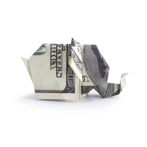 Origami olifant uit bankbiljetten — Stockfoto