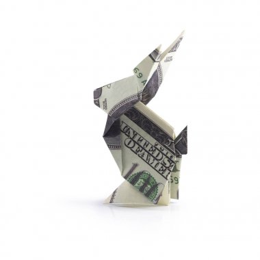 Origami tavşan banknotlar üzerinden