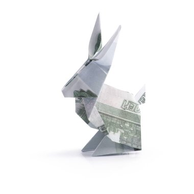 Origami tavşan banknotlar üzerinden