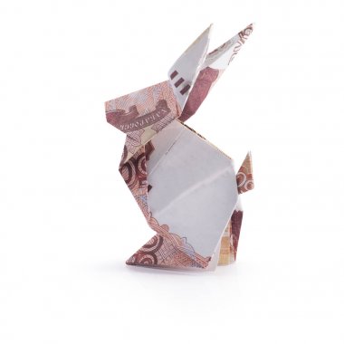 Origami tavşan banknotlar üzerinden