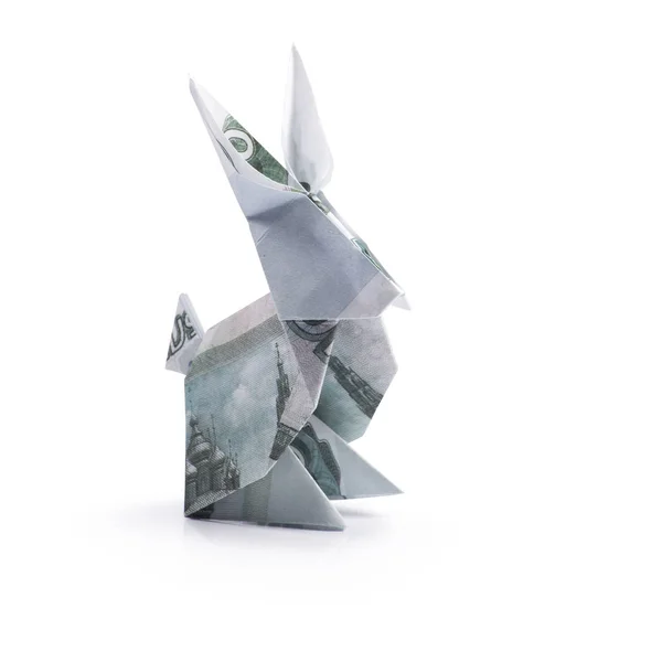 Zając origami z banknotów — Zdjęcie stockowe