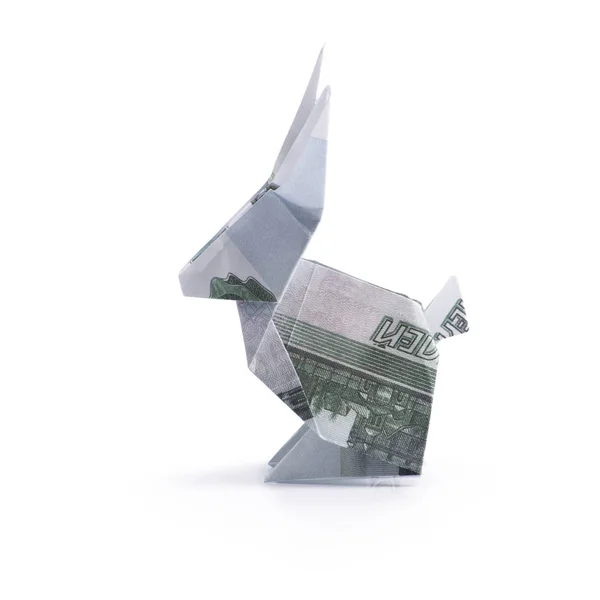 Lièvre origami de billets de banque — Photo
