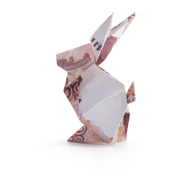 纸币折纸的兔子 — 图库照片
