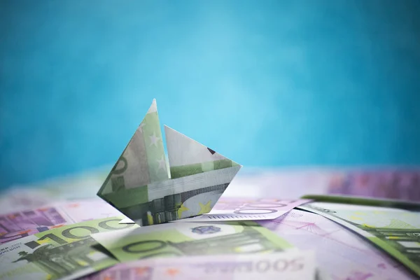 Ship Origami Banknotes Background Money — Stock Photo, Image