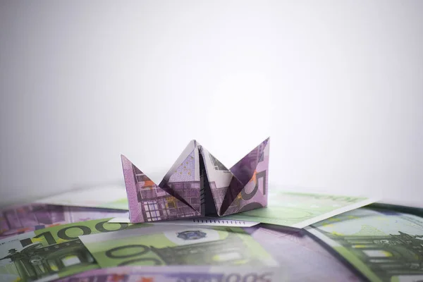 Ship origami banknotes — Stock Photo, Image
