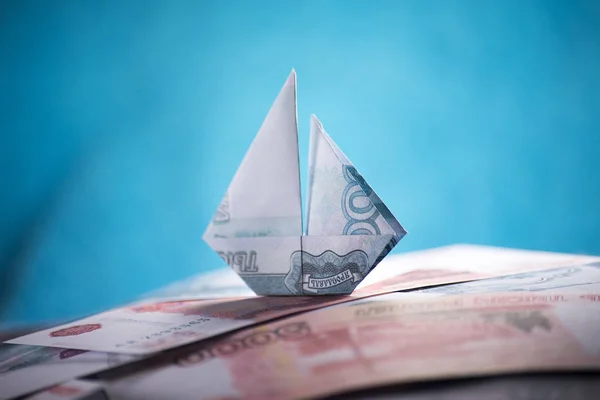 Schip origami bankbiljetten — Stockfoto