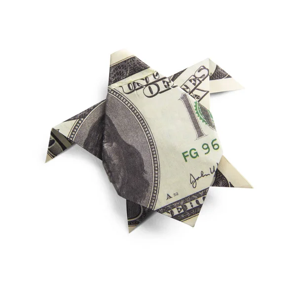 Origami-Schildkröten aus Banknoten — Stockfoto