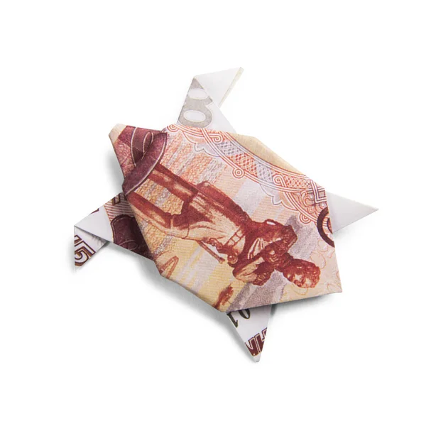 Origami schildpadden uit bankbiljetten — Stockfoto