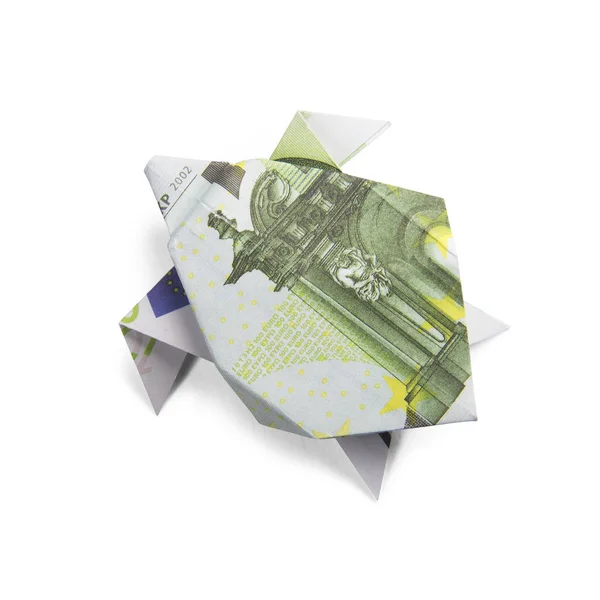 紙幣から折り紙カメ — ストック写真