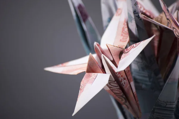 flowers origami banknotes