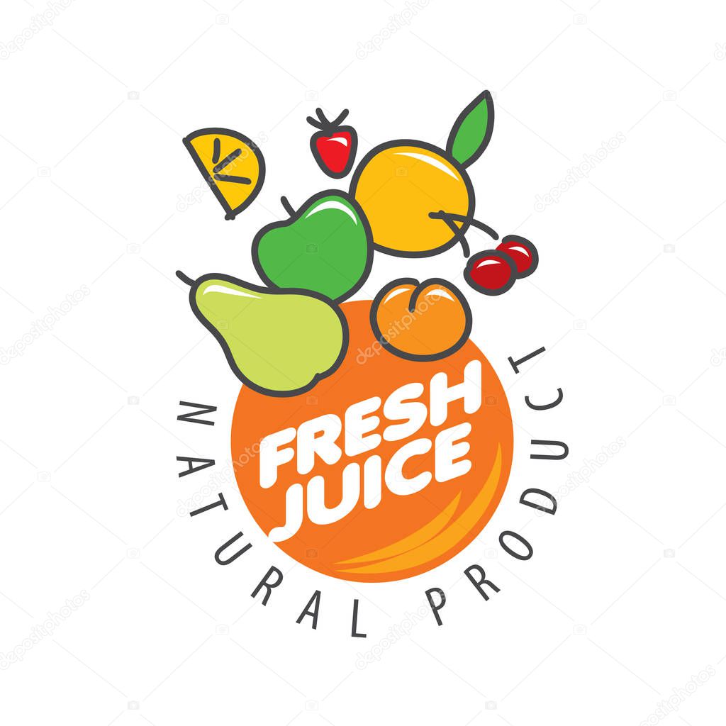Vector icon fresh juice from natural products