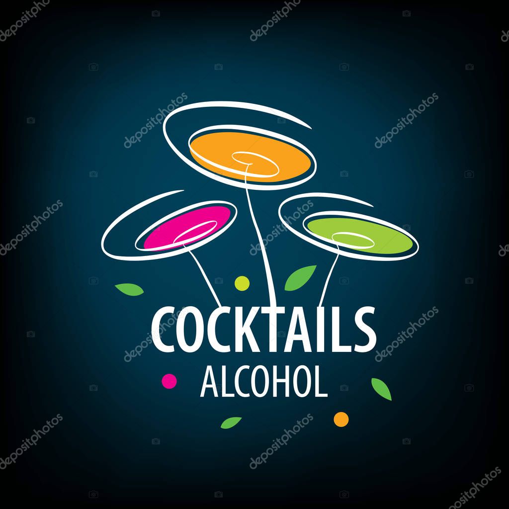 Vector icons of alcoholic drinks by the glass