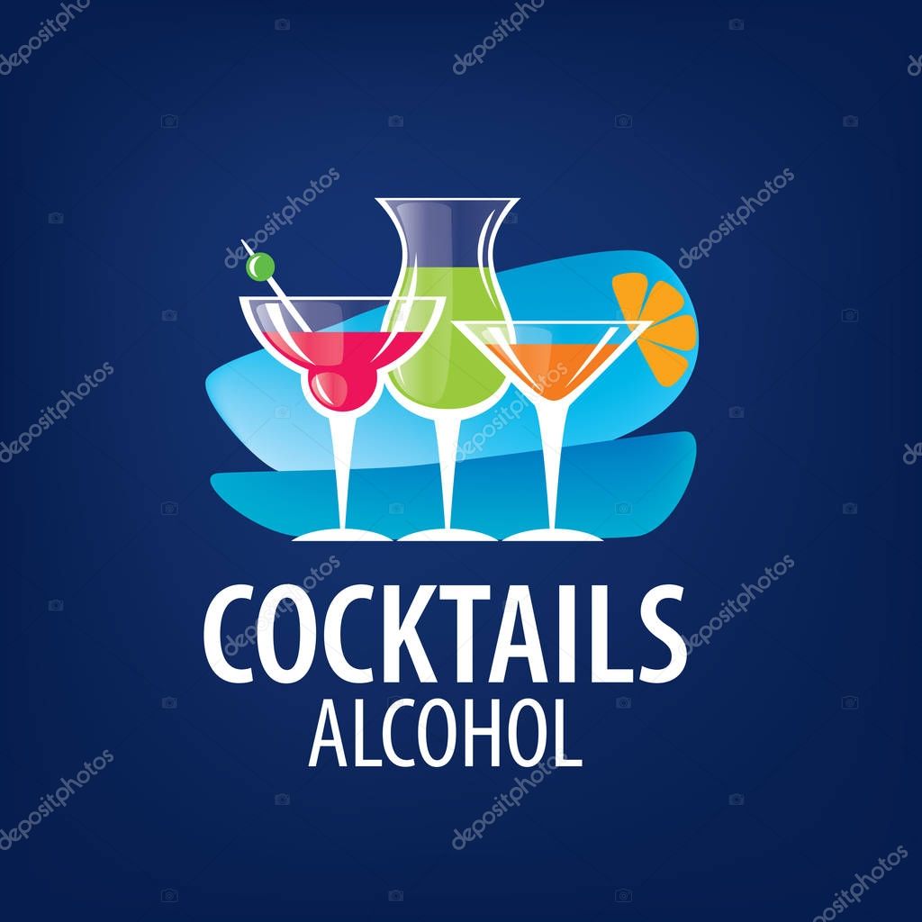Vector icons of alcoholic drinks by the glass