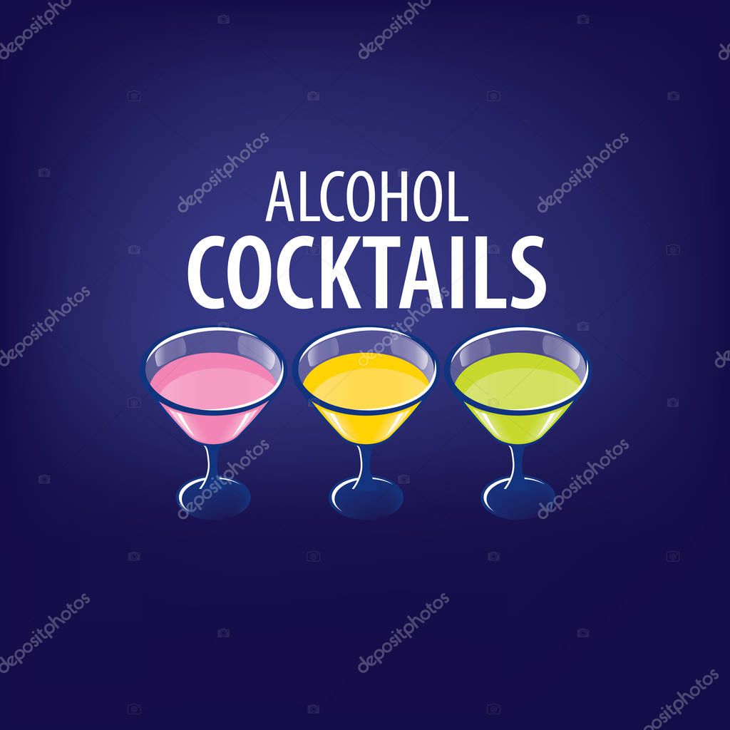 Vector icons of alcoholic drinks by the glass