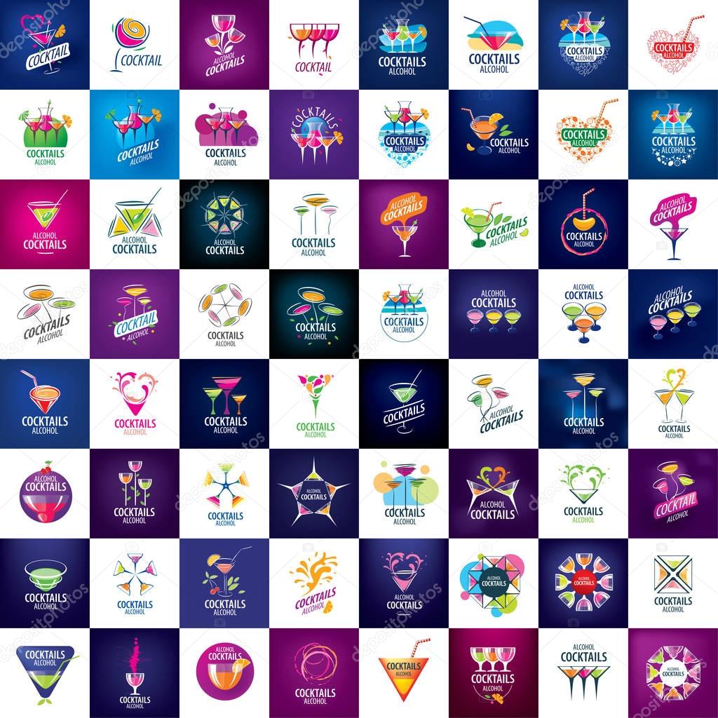 Vector icons of alcoholic drinks by the glass