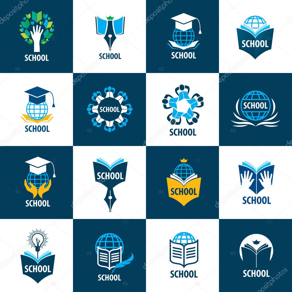 Abstract logo of books and school. Illustration, vector template