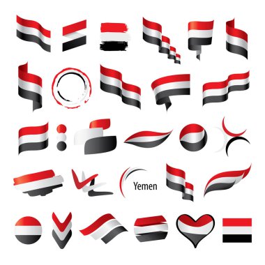 Yemeni flag, vector illustration clipart