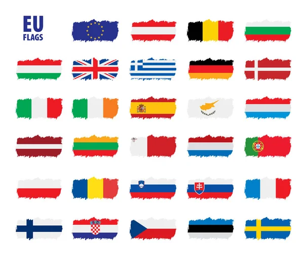 Banderas de la Unión Europea — Vector de stock