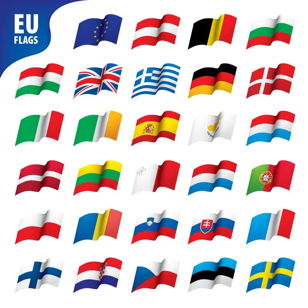 Banderas de la Unión Europea — Vector de stock