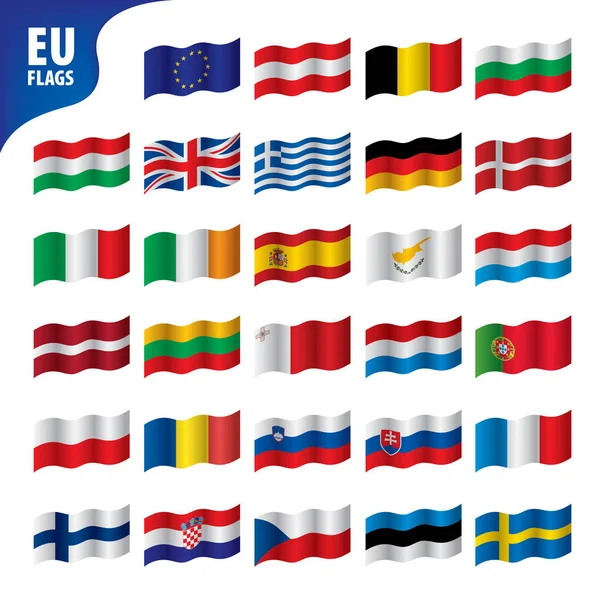 Banderas de la Unión Europea — Vector de stock