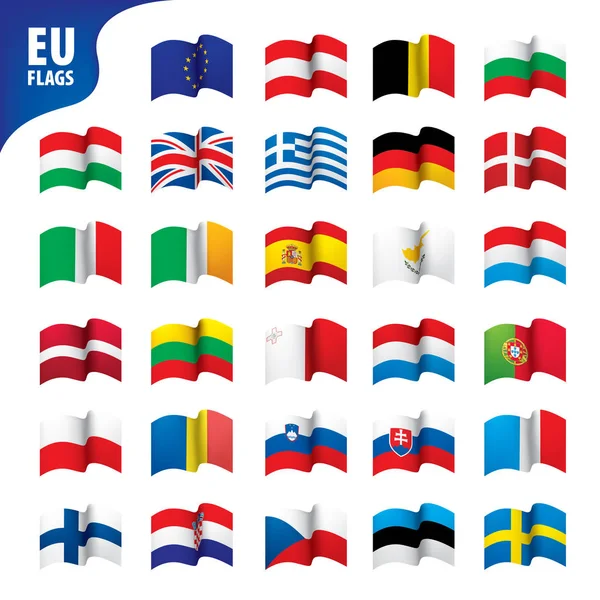 Banderas de la Unión Europea — Vector de stock