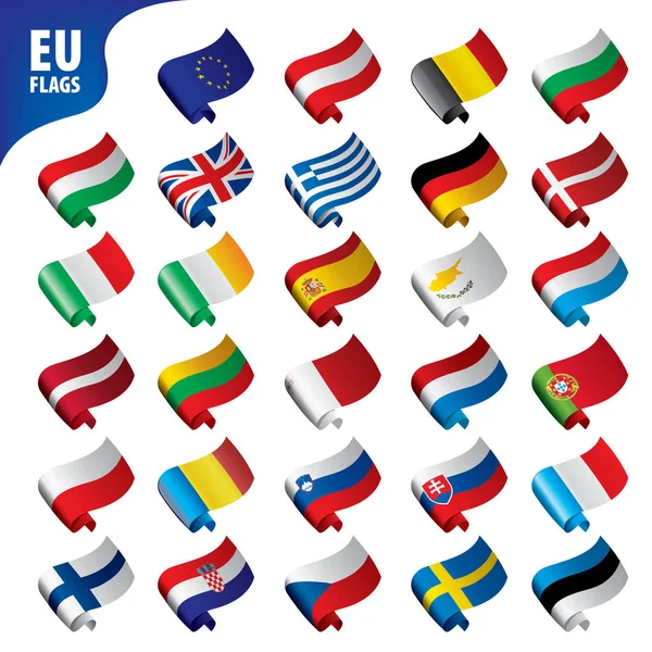 Banderas de la Unión Europea — Vector de stock